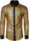 JOGAL Herren Langarm Pailletten Kleid Glitzer Hemd 70er Disco Party Kustüm Gold XX-Large