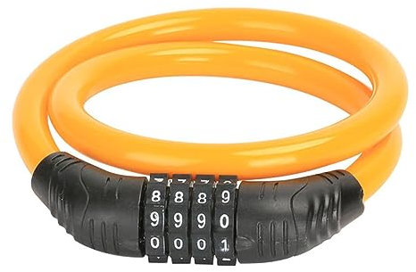 4 Dígitos Combinación de Candado de Bicicleta, Candado Antirrobo de Bicicleta, Candado para Bicicleta, Cable de Bloqueo Antirrobo, Adecuado para Bicicletas, Motocicletas, Scooters, Naranja (60cm)