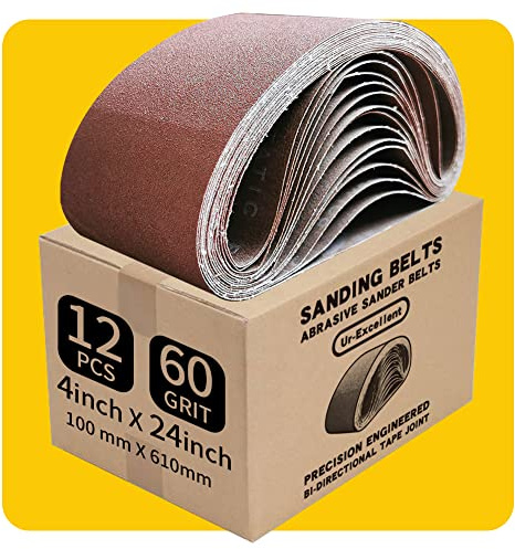 100 x 610 mm 60 Grit Sanding Belt | Premium Aluminum Oxide Sanding Belt | Premium Sander Sandpaper – 12 Pack