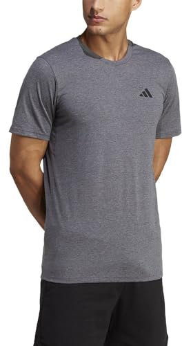 adidas Men's Train Essentials Feelready Training Tee, Dark Grey Heather/White/Black, S