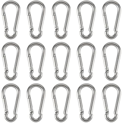 PUCSIQ 15 Stücke Karabinerhaken Edelstahl 5mmx50mm Karabiner mit Schnappverschluss Karabiner mit Schnappverschluss Karabinerhaken Edelstahl für Ziehhilfen Wie Tragseile Seile Schaukeln