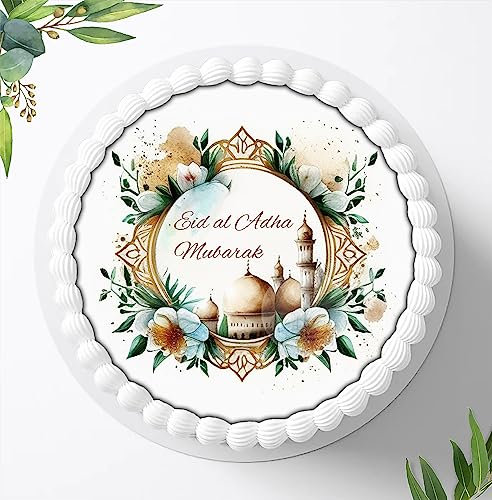 Für die Eid al Adha Mubarak Torte, Zuckerbild, Eid al Adha Mubarak Tortenbild, Essbares Foto für Torten, Fondant, Tortenaufleger 1467z