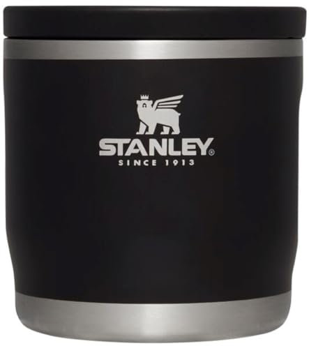 Stanley Adventure to-Go Food Jar 12 Ounces | Vacuum Insulated Thermos Food Container | Wide Mouth Screw On Lid | Packable for Travel | Stainless Steel with Leakproof Lid | BPA-Free | Black Glow