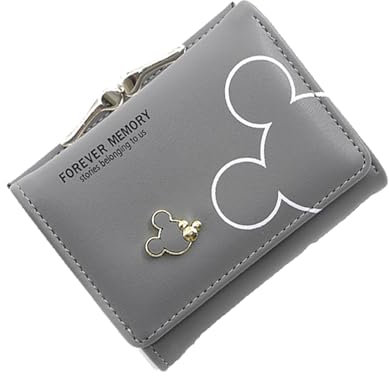 YINGLUOEU Klein Portemonnaie Damen Geldbeutel PU Leder Geldbörse mit Münzfach und Kartenfächer für Frauen Mädchen Geschenke Weihnachten Neujahr (Grau)