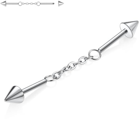 hengkaixuan 14G Industrial Piercing Schmuck Chirurgenstahl Industrial Barbell 38mm lange Gerüststange Industrial Bar mit CZ gepflastertem Knorpelohrring Helix Barbell für Damen Herren