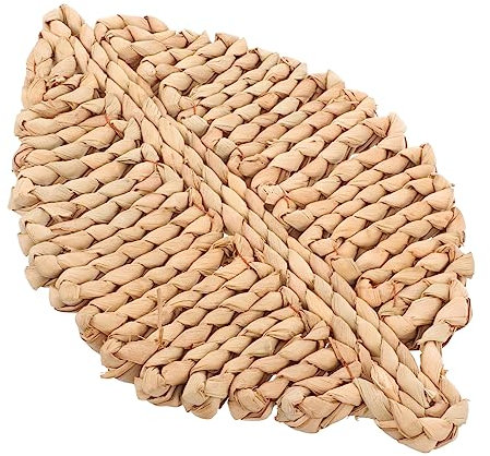 MAGICLULU Tamara Table Mat Leaf-Shaped Straw Woven Coaster Heat-Resistant Dining Table Protector Decorative Coaster for Home Kitchen Coffee