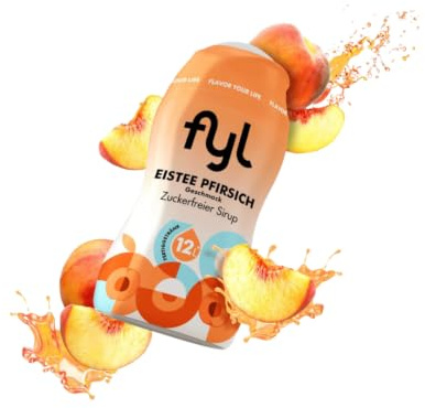 fyl Zuckerfreier Sirup - Eistee Pfirsich Geschmack, 48ml Getränkesirup für 12L Fertiggetränk – enthält Vitamin-B-Komplex perfekter Durstlöscher für zu Hause und Unterwegs