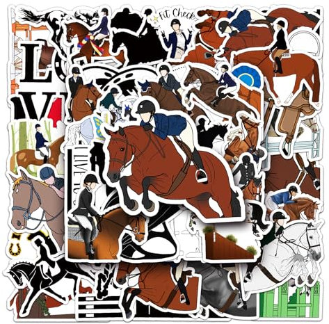 50 Stück Aufkleber Equestrian, Wasserfeste Vinyl-Aufkleber für Autos, Laptops, Skateboards, Helme und mehr