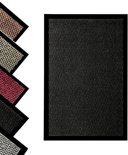 Pagnanno. - Dirt Trapper Door Mat - Indoor/Outdoor non-slip Washable Barrier Door Mat, Heavy Duty Entrance Rug Shoes Scraper, Super Absorbent Front Doormat Carpet (Black, 80x120cm (Pack of 1))