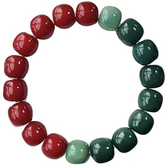 kakazoomm store Natürliches Bodhi-Armband Allmählicher Farbwechsel Heilende Perle Entspannende Angst Glücksarmbänder Mala Gebetsperlen Elastisches Stretch-Perlenarmband Handschnur Bodhi-Wurzel