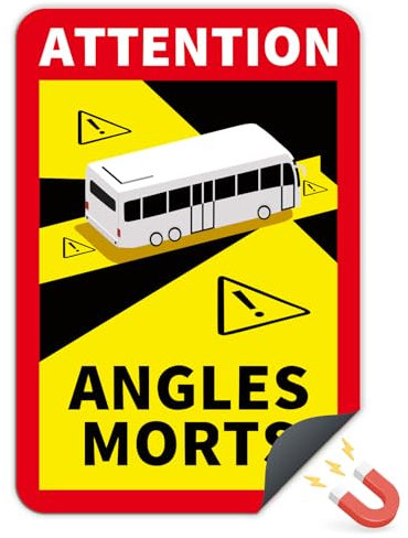 Finest Folia Angles Morts Magnetfolie je 25x17cm für Fahrzeuge Pflicht ab 3,5 t in Frankreich Warnung Toter Winkel Magnet uv wetterfest langlebig magnetisch RV004 (Bus Magnet, 3 Sticker)