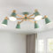 Schindora Deckenlampe Grün 6-Lichter,Holz Und Eisen Deckenleuchte Esstisch Ø82Cm E27 KüChe Lampe Verstellbare Licht Arme Modern Lampe Wohnzimmer For Home Schlafzimmer Esszimmer