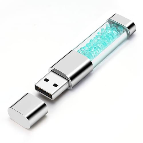 BORLTER CLAMP USB-Stick 64GB USB 2.0 Speicherstick USB-Flash-Laufwerk zum Externe Datenspeicherung in Form Schöner Blauer Kristall