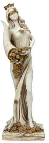 Göttin Fortune Tyche Glück Fortuna Statue Skulptur Figur Grau Patina 29,3 cm