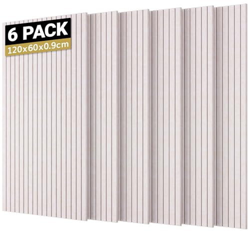 TONOR 6 Pack Large Acoustic Panels,47.2 X 23.6 X 0.35 Acoustical Wall Panel, Self-Adhesive Sound Proof Panels, Decorative Soundproof Wall Panels for Echo Absorption for Home Studio, Light Camel