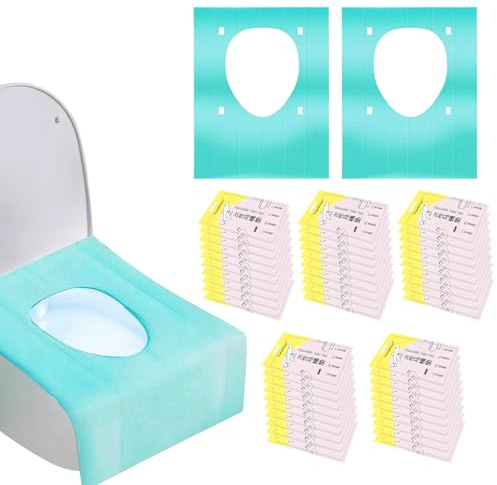 PMELCXD Einweg-Toilettensitzabdeckungen: 50er-Pack Grüne WC-Sitzbezüge mit Klebstoff – Reise-Toilettensitz für alle Altersgruppen - Universalgröße Toilettensitz