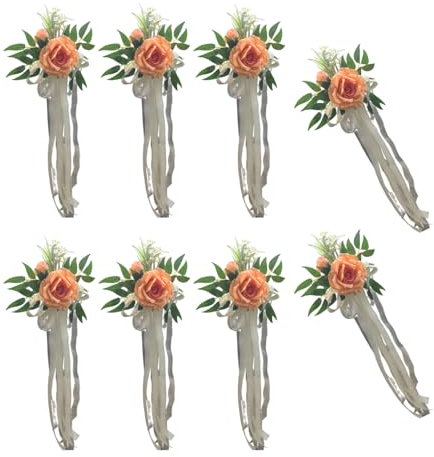Set mit 6 luxuriösen Kirchenbänken für Bänke, Hochzeitszeremonie, Dekoration, elegante Stuhlrückenverzierung