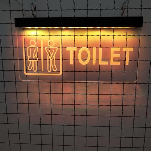 KEYQEEN Letrero de neón de Aseo, baños de 10 Colores de atenuación de Luces de neón LED para Colgar en la Pared de decoración 3D Tallado Signos Luminosos,40x20cm