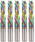 Trvoxviq Spiral Router Bits CNC End Mill, 4mm Shank Up Down Cut Compression Bit with DLC Coating, Durable Tungsten Steel CNC Bits Milling Cutter Tools for Woodworking Engraving Grooving(4x22mm, 5PCS)