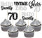 Xsstarmi 24 Pack 70th Birthday Cupcake Toppers Silver Glitter 70 Hello Seventy Vintage 1955 Cupcake Picks Cheers to 70 Birthday Cake Decorations for 70 Fabulous Happy 70th Birrthday Party Supplies