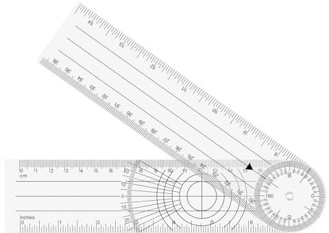 SHPUJUN Winkelmesser, Goniometer Physiotherapie,Transparenter Gelenkmesser 38cm Spinal Lineal Winkellineal für Physiotherapie,Sporttherapie PVC Medizinischer Winkelmesser 360° Winkel