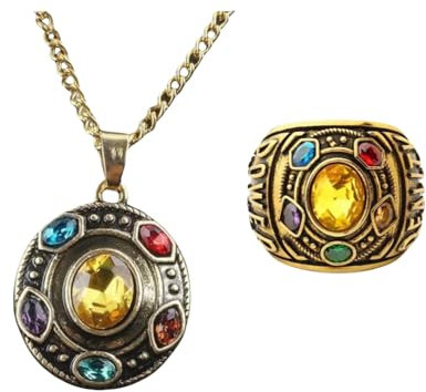 Infinity Gauntlet Necklace Thanos Infinity Stone Pendant- hero rings Thanos rings Infinity Stone Jewelry Gifts for Teen Son Daughter Men Women