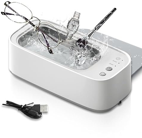 SL Euthtion Ultrasonic Cleaning machine, can be used for 2 hours. Lightweight, portable, equipped with touch control and 3 modes, suitable for glasses, rings, coins, watches, dentures, jewelry