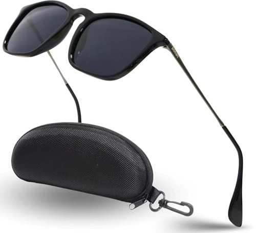 SOMOC Polarisierte Sonnenbrille Herren/Damen, Sonnenbrillen Unisex Retro Klassische Vintage Polarisierte Brille UV400 Schutz Classic Sunglasses Eckig für Fahren SP-6053, Schwarz