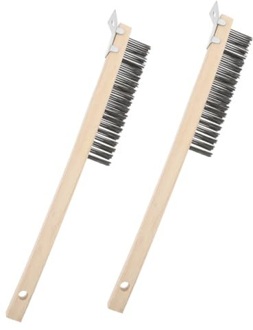 COLLBATH 2pcs Pizza Oven Brush Stone Handle Bbq Grill Brush for Pizza Stone Oven