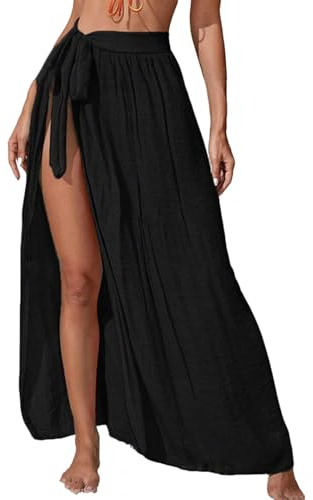 JAONLD Pareo Damen Strand Lang Länge 100cm/Taille 76cm Sarong Tuch Damen Strandtuch zum Umbinden, Langer Rock mit Schlitz, Verstellbare Taille für Strände, Schwimmbäder und Partys