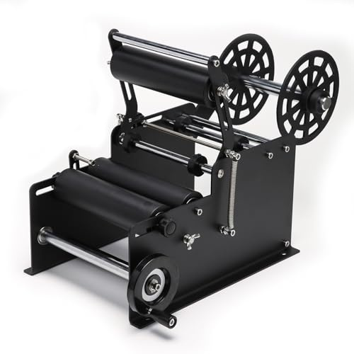 Sumeve Manual Bottle Labeling Machine, Bottle Label Applicator for Round Bottles (Black)