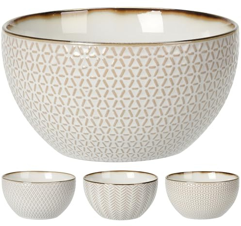 Annastore 4-tlg. Set Schalen aus Porzellan in eleganter Optik 680 ml | Porzellanschalen - Müslischalen - Snackschalen - Salatschalen Dessertschalen