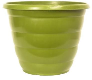 shopior 30cm (12 Inch) Plastic Planter Round Ascot Flower Pot | Garden Plant Pot with Pierceable Drainage Holes – Deep Planting Pots | Durable & Weatherproof Garden Decor (30cm-Green, Pack 1)