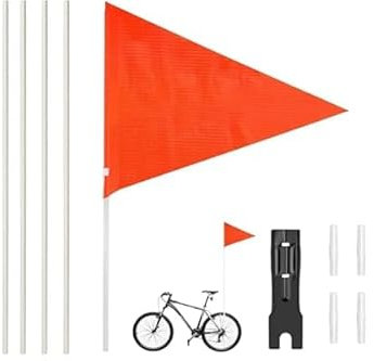 Fanion de sécurité 160 cm avec tige réfléchissante avec angle de fixation - Drapeau de vélo réglable pour enfant