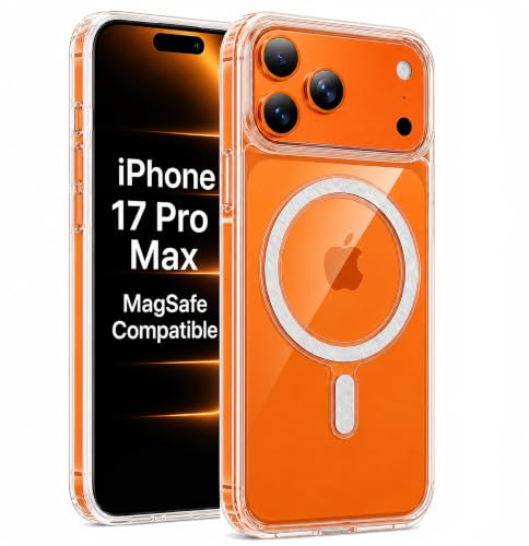 For iPhone 17 Pro Max Case Clear Magnetic [Compatible with MagSafe] | Non-Yellowing, Shockproof, Slim Transparent Protective Phone Case Cover