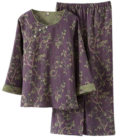 Modeewel Japanese Pyjamas For Women Chinese Pyjamas Hanfu Kimono Japanese Sleepwear Two Piece Trouser Suit Loungewear Sweatshirt Suit