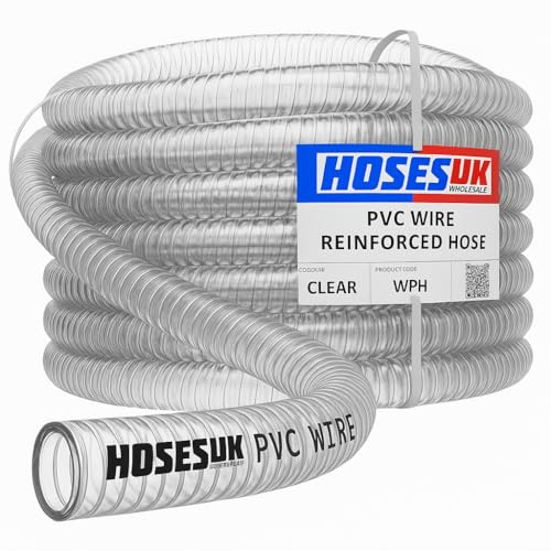 25mm ID x OD 33mm Clear Flexible Wire Reinforced PVC Tubing Water Air Pipe Hose 1 Metre (3.3 Ft)