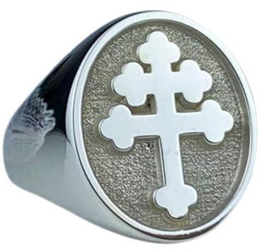 LKBEADS Lothringer Kreuz aus 925er Sterlingsilber | Versilberter Ring | Ovale Form, 18 x 15 mm, Siegelring | Bandgröße US 5–12,5, Avelaibal | LKDR_0831