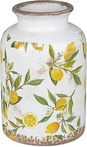 formano Deko Vase Vintage Lemon | Blumenvase mit Zitronen im Old Look | 17x9cm