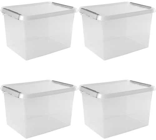 Sunware Comfort Line Aufbewahrungsbox Mit Deckel 15L – 40x30x18cm – Set Von 4 – Kunststoff Box Stapelbar – Aufbewahrungsbox Mit Deckel Groß