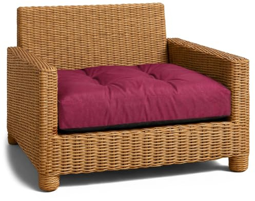 Amazinggirl Polster für Gartenmöbel Sitzpolster 60x60 cm - Lounge Kissen Outdoor Polster Balkon und Gartenmöbel-Kissen Loungekissen Gartenpolster Auflagen für Rattanmöbel Bordeaux
