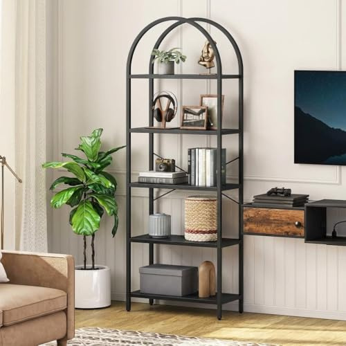 JOLLYTOP Bücherregal, Bogenregal, Hohes Ausstellungsregal | Bücherregale Aus Holz Und Metall, Aufbewahrungsorganizer, Standregal, Industrielles Regal Für Schlafzimmer, Wohnzimmer