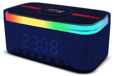 RB-SK300 Alarm Clock Speaker Bluetooth Lautsprecher mit Wecker, 12W, kabelloses Laden, Multicolor LED Licht, 7 White-Noise-Sounds, FM Radio, AUX/USB/TF, USB-C, 1200 mAh Akku