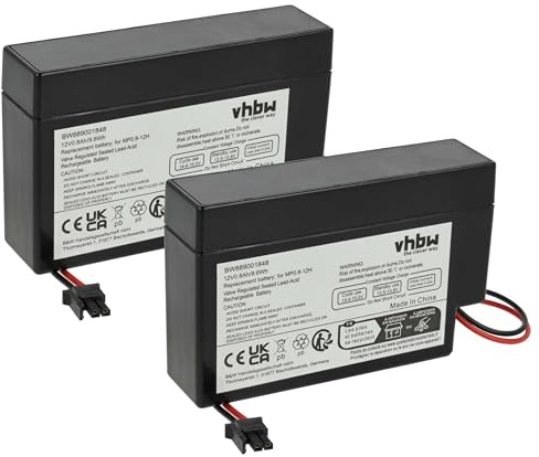 vhbw 2X Akku kompatibel mit Rollomatic DFR 2000 Nr. 1 (800mAh, 12V, AGM, AMP Stecker)