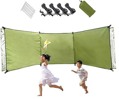 Wind Breaker Beach Garden Windbreak for Camping 98.43x27.56 In Caravan Sun Screen Shelter Tall Wind Break with Gound Pegs, Rope and Storage Bag No Poles, Breaks For Camping, Beach Windbreaker