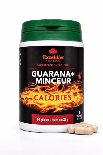 Brule Graisse - GUARANA + MINCEUR - Source Caféine Naturelle et Riche en Antioxydants - Vitamine C - Perte de Poids Homme et Femme - 60 gélules Made in France