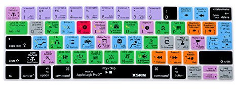 XSKN Adobe Logic Pro X Silicone Shortcut Keyboard Skin for New MacBook Pro 13 15 Retina Display A1706 A1989 / A1707 A1990 (Since 2016 Release, Touch Bar Sticker Gift)