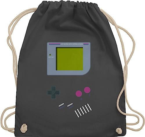 Turnbeutel Rucksack - Karneval & Fasching - Taschen - Gameboy | Nerds I 90s I 90iger I Fastnacht I Fasnacht I Fasnet - Unisize - Dunkelgrau - retro outfit karnevalsbeutel faschings 90 juterucksäcke