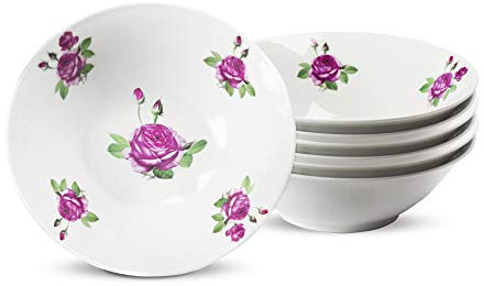 Zarenhoff Juego de platos hondos – Rosa española, cerámica, diámetro 18 cm, 6 unidades