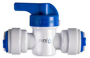 PureOne QF-30B Quick-Fitting - Schnellverbinder 3/8 auf 3/8 Zoll. Ausführung: Gerade | I-Form. Schlauch-Zubehör für Umkehr-Osmose, Wasser-Installationen oder Kühlschranksysteme. Mit Hand-Ventil
